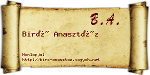 Biró Anasztáz névjegykártya